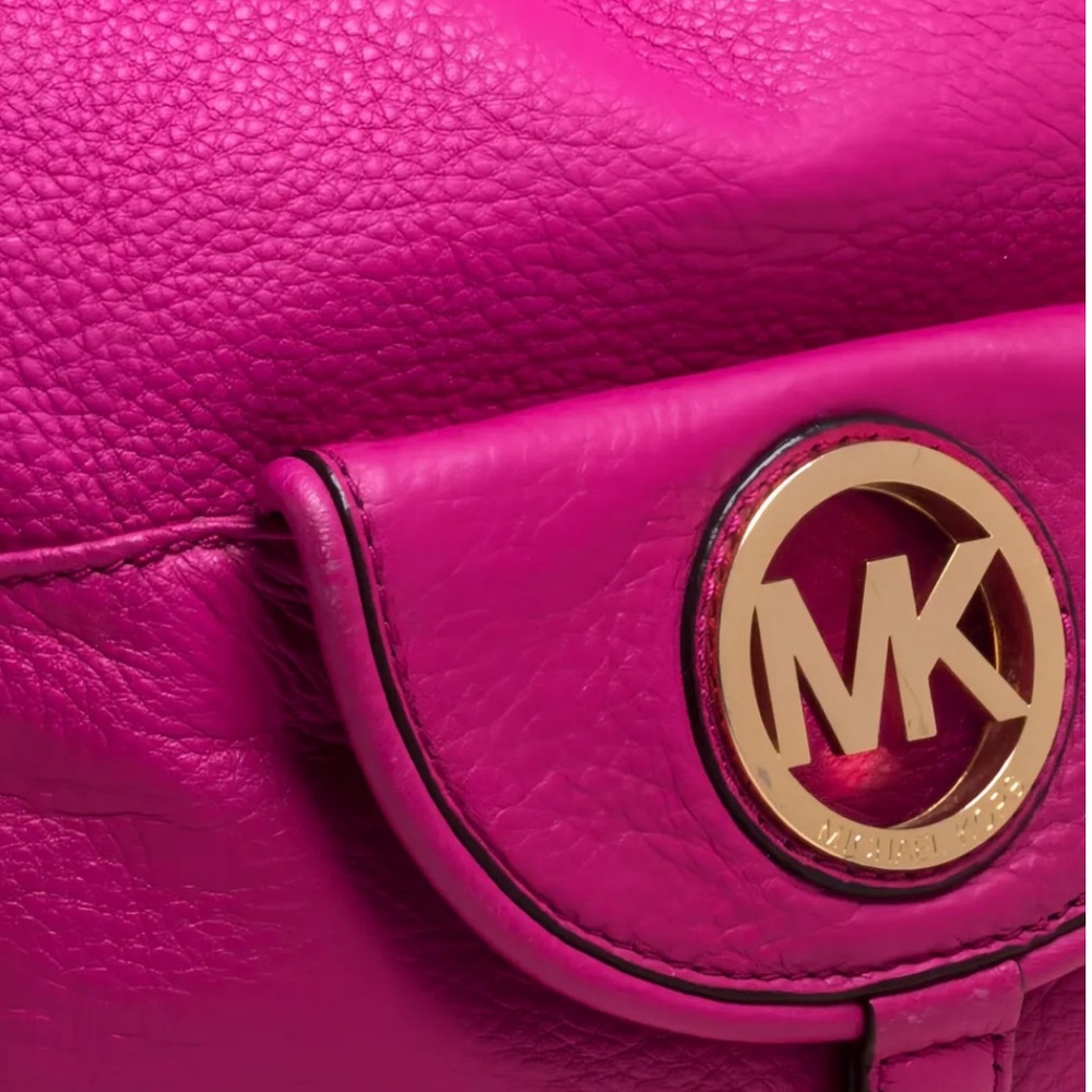 MICHAEL KORS Vintage Fenton Hot Pink, Genuine Leather, LIMITED-EDITION Gold NWOT - Picture 5 of 5
